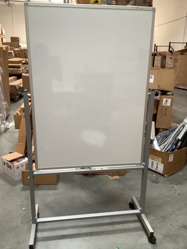 Photo 3 of 48" In Length, 35.5" In Width Double-Sided Magnetic Whiteboard W/ Wheels - Silver 