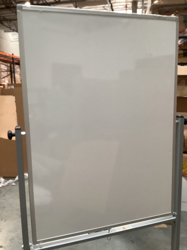 Photo 4 of 48" In Length, 35.5" In Width Double-Sided Magnetic Whiteboard W/ Wheels - Silver 