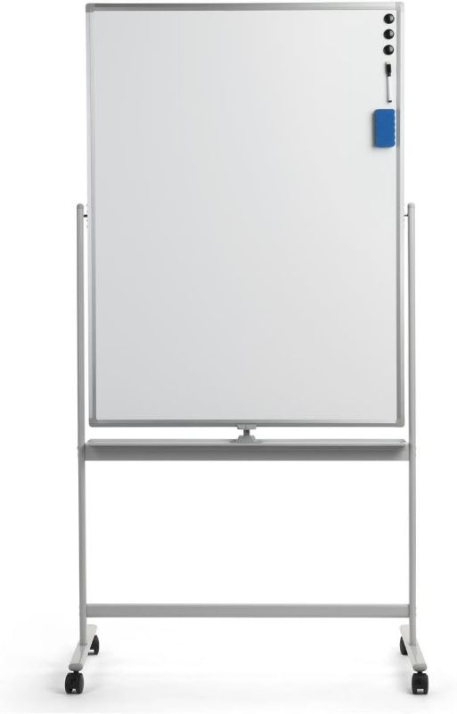 Photo 1 of 48" In Length, 35.5" In Width Double-Sided Magnetic Whiteboard W/ Wheels - Silver 