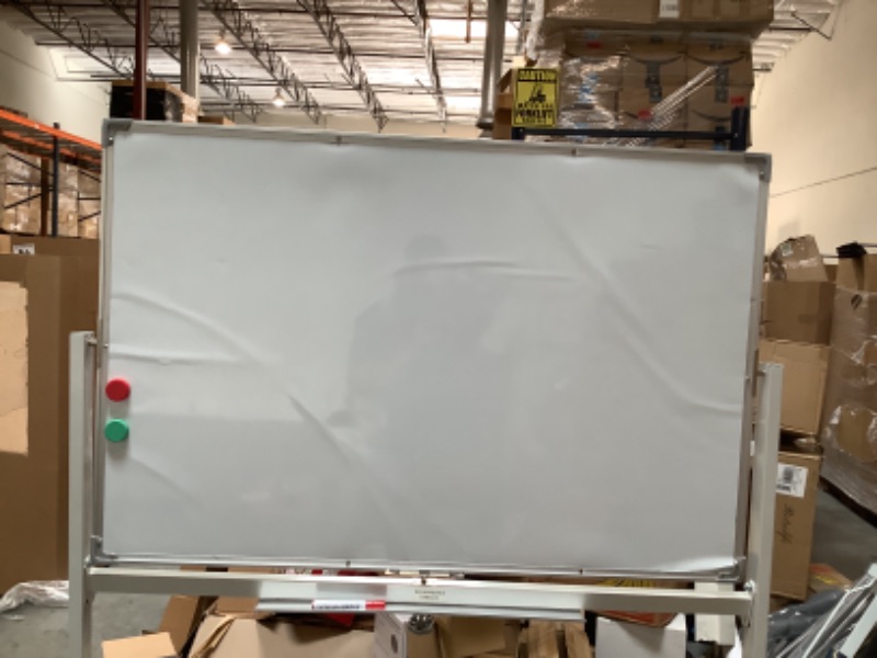 Photo 4 of 32" In Length, 47" In Width Double-Sided Dry Erase White Board W/ Wheels and Easy Flip Feature 