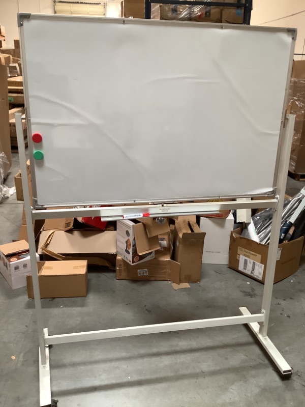 Photo 3 of 32" In Length, 47" In Width Double-Sided Dry Erase White Board W/ Wheels and Easy Flip Feature 