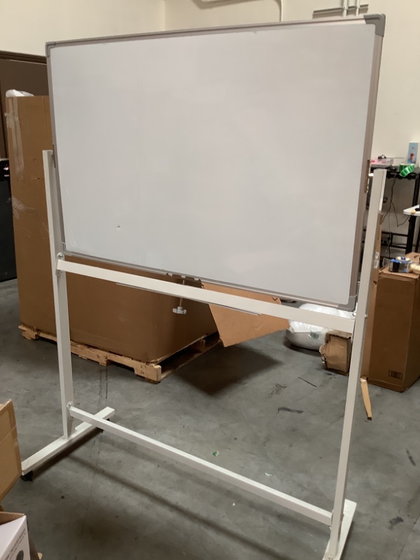 Photo 2 of 32" In Length, 47" In Width Double-Sided Dry Erase White Board W/ Wheels and Easy Flip Feature 