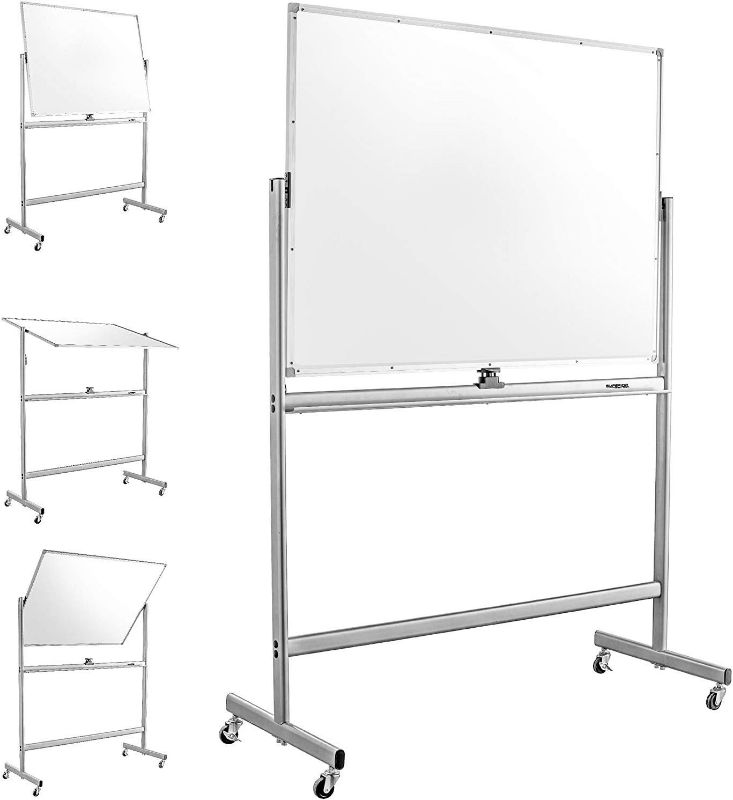 Photo 1 of 32" In Length, 47" In Width Double-Sided Dry Erase White Board W/ Wheels and Easy Flip Feature 