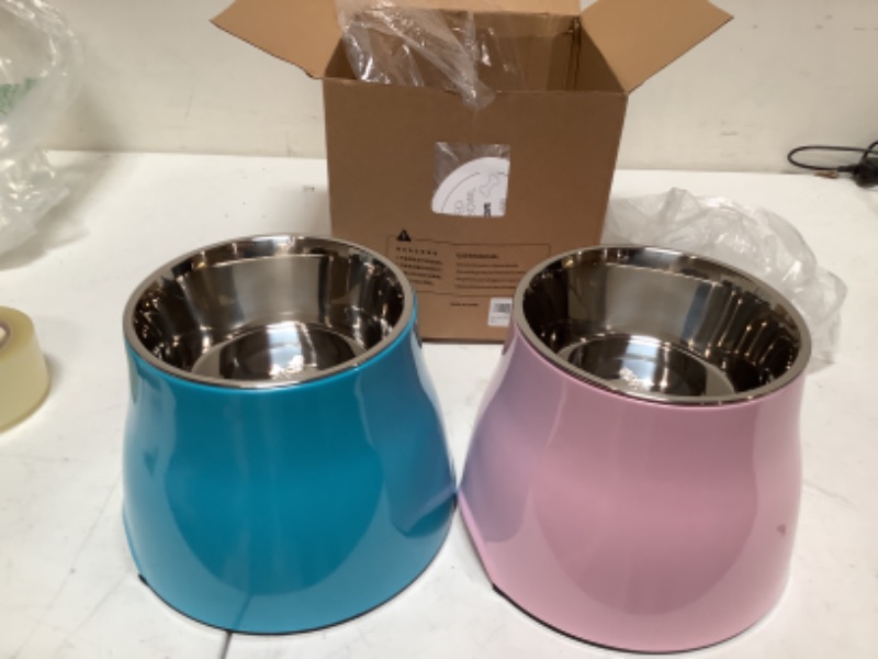 Photo 1 of yoken Elevated Dog Bowls, [Prevention of Vertebrae Disease] [Super Non-Slip] Dog Bowl with Stainless Steel Bowl, High Capacity Dog Food Bowls, Colorful Raised Dog Bowls for Medium/Small Size Dogs 2-piece