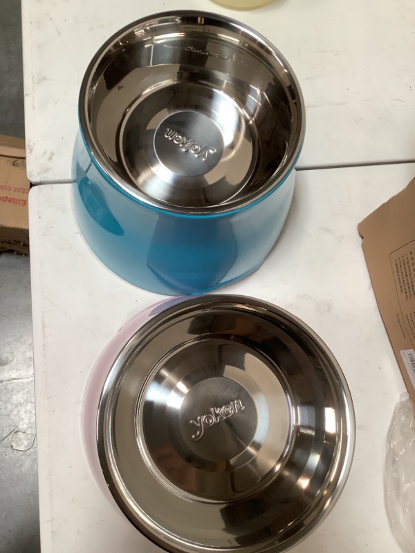 Photo 3 of yoken Elevated Dog Bowls, [Prevention of Vertebrae Disease] [Super Non-Slip] Dog Bowl with Stainless Steel Bowl, High Capacity Dog Food Bowls, Colorful Raised Dog Bowls for Medium/Small Size Dogs 2-piece