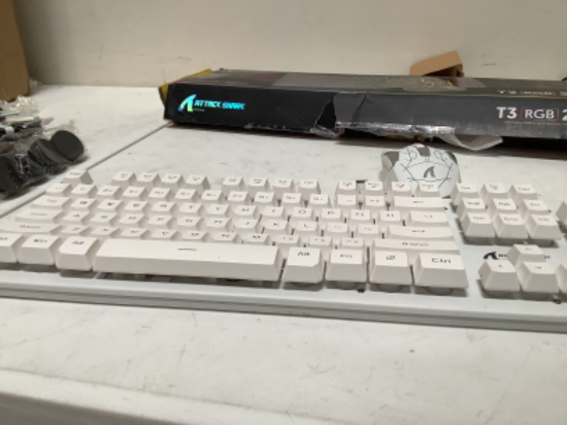 Photo 1 of 2.4G Wireless Gaming Keyboard and Mouse,Type C/USB Dual Receiver,RGB LED Backlit,Rechargeable 4200mAh,Full Size Mechanical Feel,Silent Mice,Mouse Pad for PC,Laptop,Smartphone,PS4,PS5,Xbox(White)