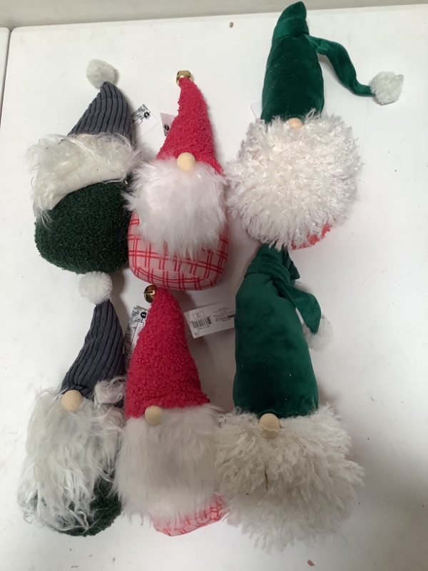 Photo 1 of 6-pack of Decorative Gnomes, Pink, Green, Grey 