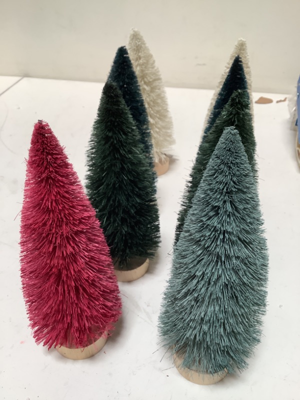 Photo 2 of 8-Pack Of Decorative Mini Trees, Multi-Colored, 9" 