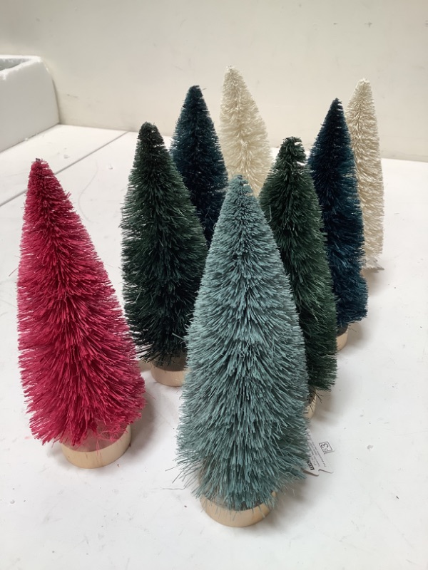 Photo 1 of 8-Pack Of Decorative Mini Trees, Multi-Colored, 9" 