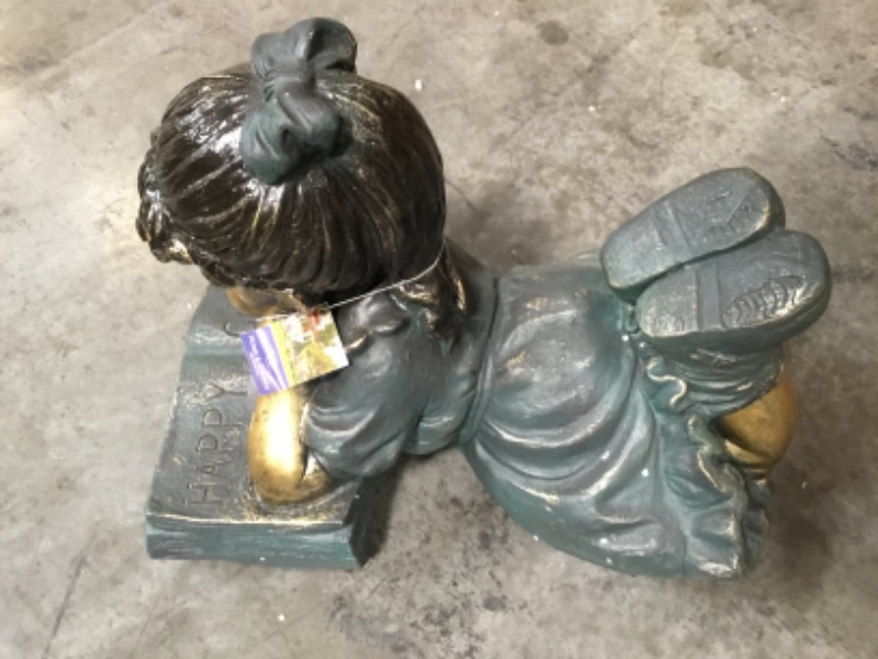 Photo 4 of Alpine Corporation 16" Tall Indoor/Outdoor Girl Laying Down Reading Book Statue Set Yard Art Decoration