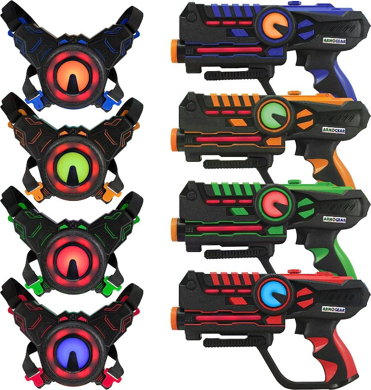 Photo 1 of ArmoGear Laser Tag – Laser Tag Guns with Vests Set of 4 – Multi Player Lazer Tag Set for Kids Toy for Teen Boys & Girls – Outdoor Game for Kids, Adults and Family – Ages 8+