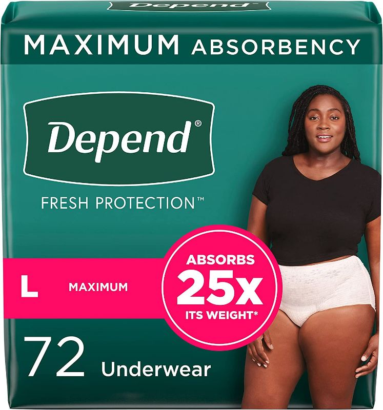 Photo 1 of Depend Fresh Protection Adult Incontinence Underwear for Women (Formerly Depend Fit-Flex), Disposable, Maximum, Large, Blush, 72 Count