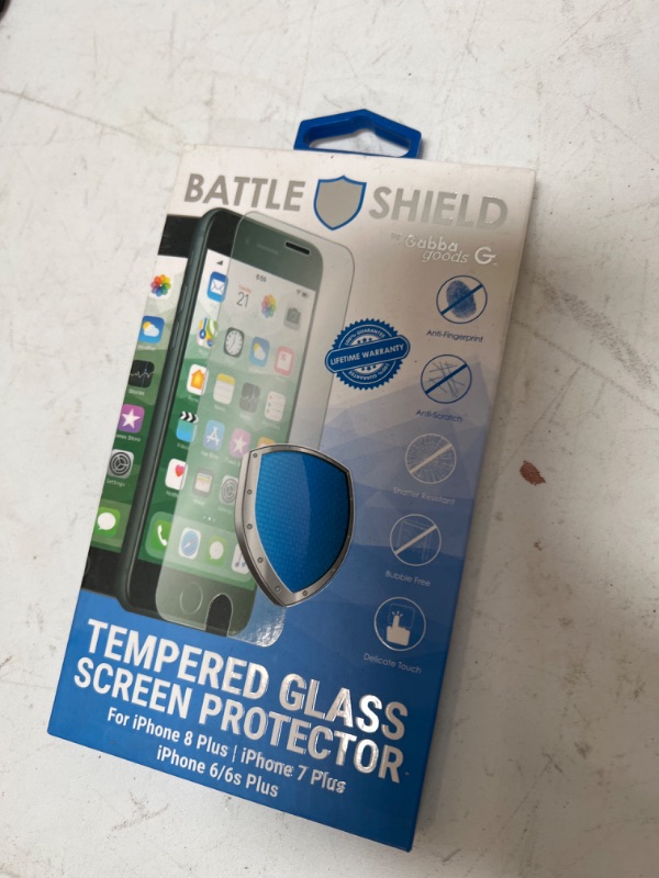 Photo 2 of GabbaGoods Battle Shield Tempered Glass- Premium Shatter Resistant, Anti-Fingerprint Screen Protector for Apple iPhone 6/7/8 plus - Clear