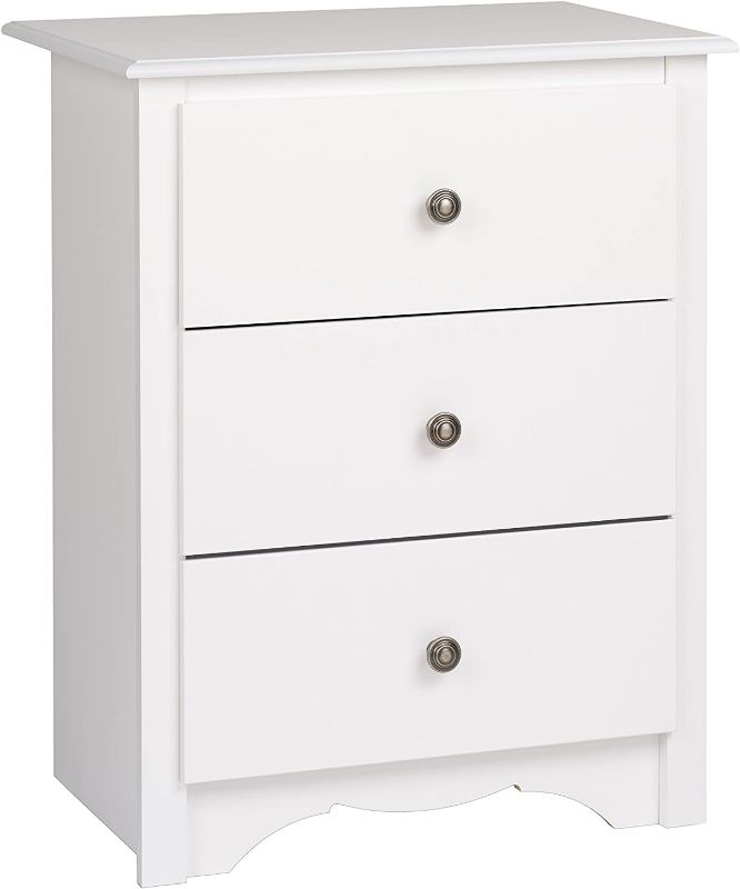 Photo 1 of Prepac Monterey Nightstand, Tall 3-Drawer, White