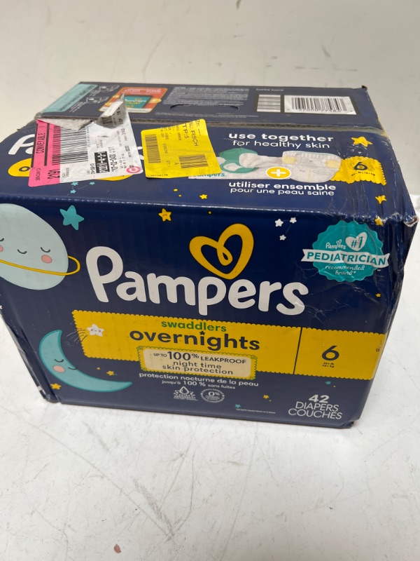 Photo 2 of Diapers Size 6, 42 Count - Pampers Swaddlers Overnights Disposable Baby Diapers, Super Pack (Packaging & Prints May Vary) Super Size 6