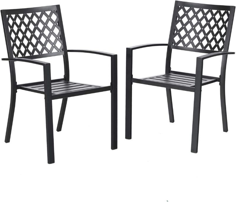 Photo 1 of PHI VILLA 300lbs Wrought Iron Outdoor Patio Bistro Chairs with Armrest for Garden,Backyard - 2 Pack