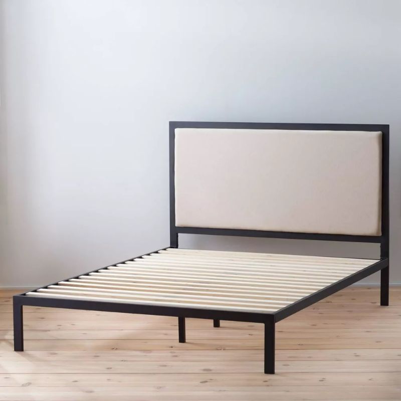 Photo 1 of Mara Metal Platform Bed Frame with Upholstered Headboard - Brookside Home BOX 1/2 