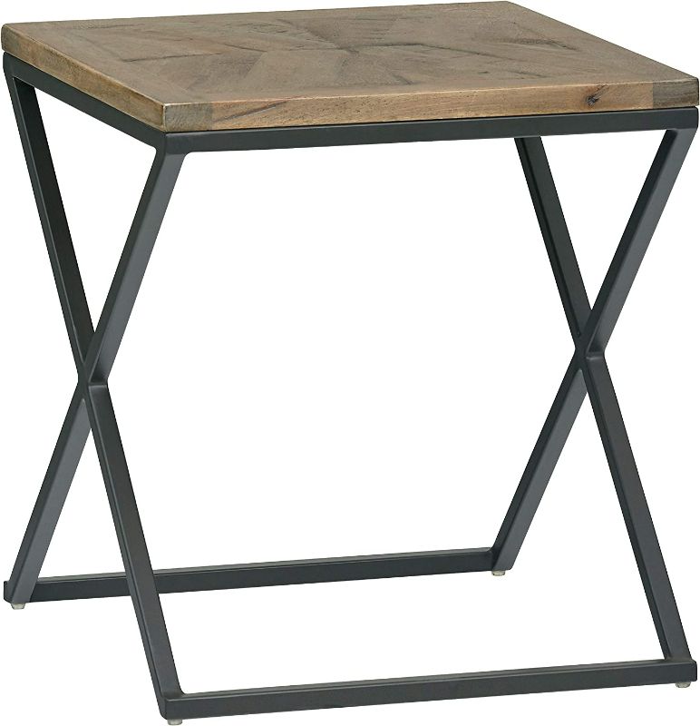 Photo 1 of Brown Table Top, Black Legs Side Table, Lightstand, 24"x16" 