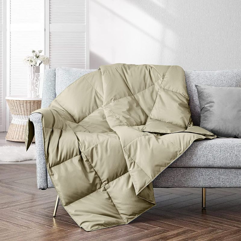 Photo 1 of Soft Down Throw Blanket Lightweight Packable Couch Throw for Indoor and Outdoor Use, White 