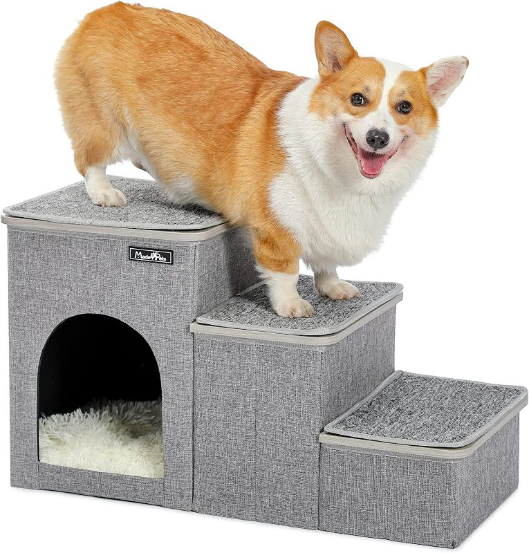Photo 1 of Made4Pets Dog Stairs for High Beds, Small Dogs Pet Steps Stool to Get on Bed, Cat Stairs Ladder, Puppy Toy Storage Folding Doggie Ramp for Couch, Car, Home, 3 Step