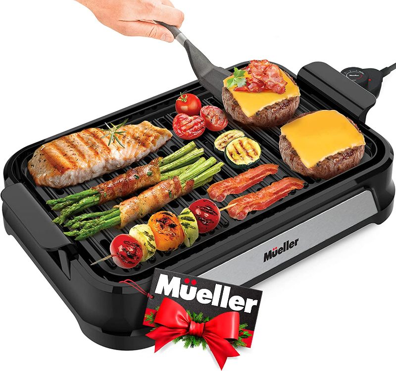 Photo 1 of Mueller Ultra Gourmet Electric Grill, Smokeless Indoor Grill, Removable Nonstick Grill Plate, with Adjustable Temperature, 120V