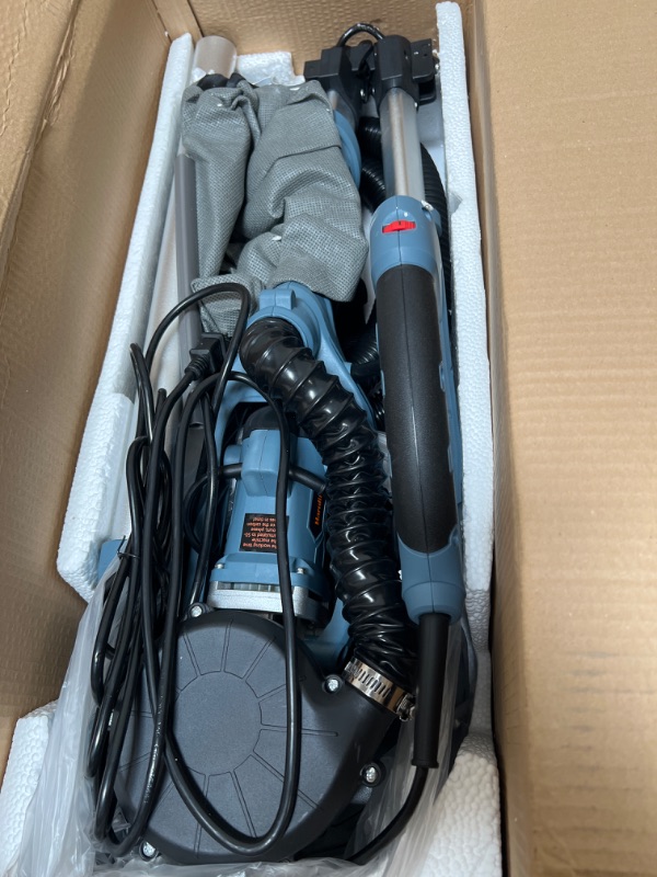 Photo 5 of Handife Drywall Sander 800W 7A Drywall Sander with Vacuum Auto Dust Collection, Variable Speed 800-1800RPM Drywall Power Sander with Double-Deck LED Lights, Extendable Handle, Carrying Bag Blue