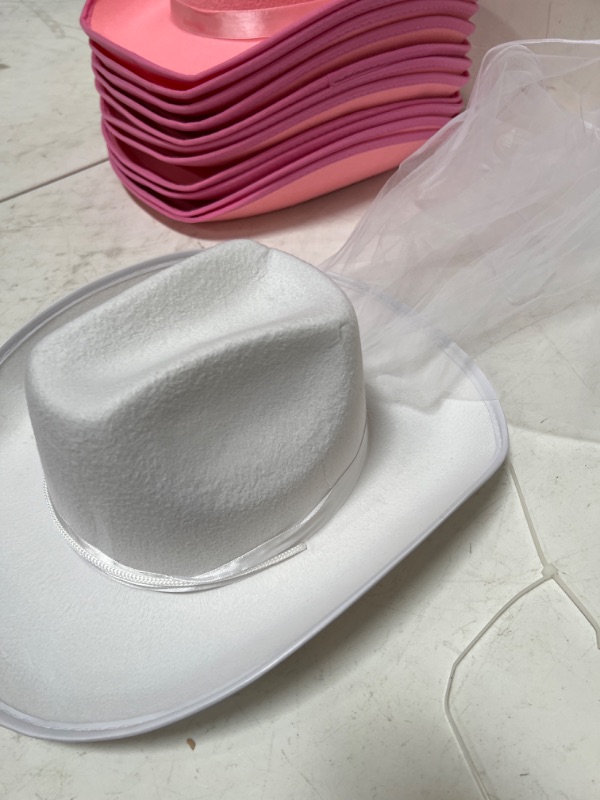 Photo 3 of Pop Fizz Designs Bachelorette Cowgirl Hats Includes Bride White Cowboy Hat and Cowgirl Hats