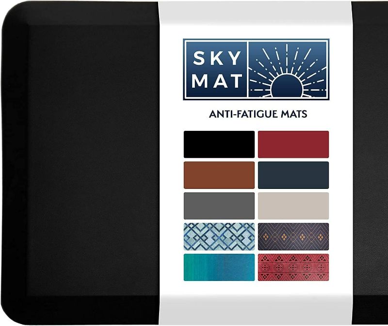 Photo 1 of Sky Solutions Anti Fatigue Mat - 3/4" Cushioned Kitchen Rug and Standing Desk Mat & Garage - Non Slip, Waterproof and Stain Resistant (20" x 39", Black)