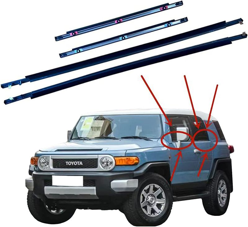 Photo 1 of Toryea 4PCS Car Door Outer Window Moulding Trim Seal Belt Outside Weatherstrip Compatible with Toyota FJ Cruiser 2007 2008 2009 2010 2011 2012 2013 2014 2015 2016 2017 2018