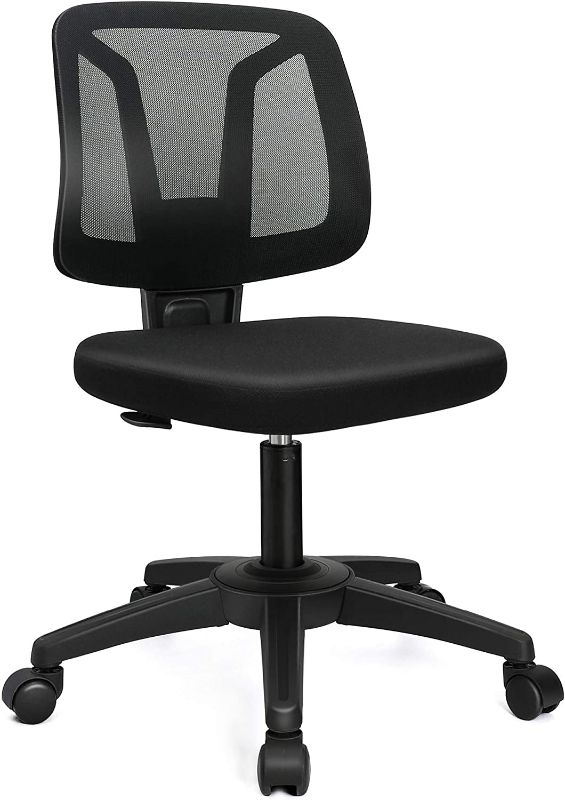 Photo 1 of VigorPow Armless Mesh Office Chair Ergonomic Swivel Black Small Computer Desk Chair No Arms with Lumbar Support Height Adjustable Task Chair for Adults and Kids