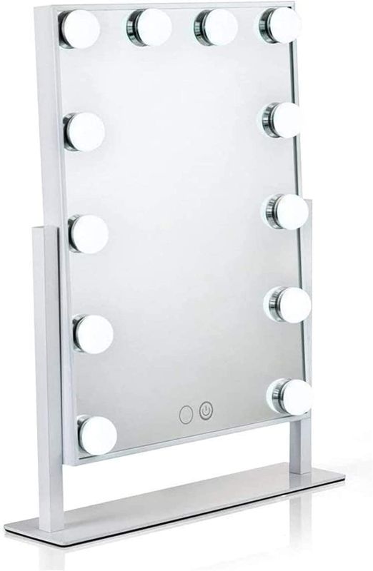 Photo 1 of Waneway Lighted Vanity Mirror with 12 x 3W Dimmable LED Bulbs and Touch Control Design, Hollywood Style Makeup Cosmetic Mirrors with Lights, White