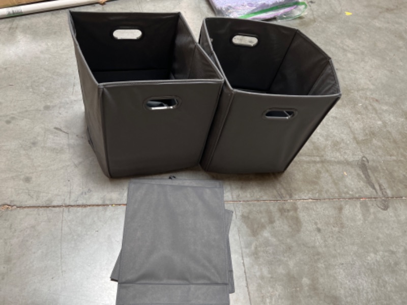 Photo 3 of 2 Pc Storage Set in Gray Folding Bin, 2 Count