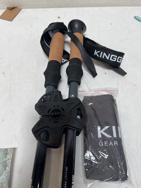 Photo 2 of KingGear Walking Stick Carbon Fiber 100% Collapsible Trekking Pole Nordic Telescopic Hiking Pole with Flip Lock