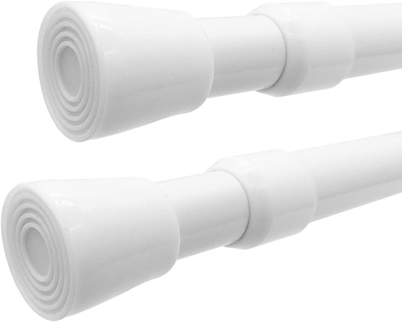 Photo 1 of Tension Shower Curtain Rod 41-77 Inch Pack of 2, 1.2” End Cap (White)