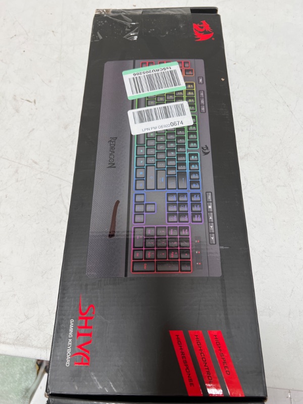 Photo 2 of Redragon K512 Shiva RGB Backlit Membrane Gaming Keyboard with Multimedia Keys, Linear Mechanical-Feel Switch, 6 Extra On-Board Macro Keys, Dedicated Media Control, Detachable Wrist Rest Black