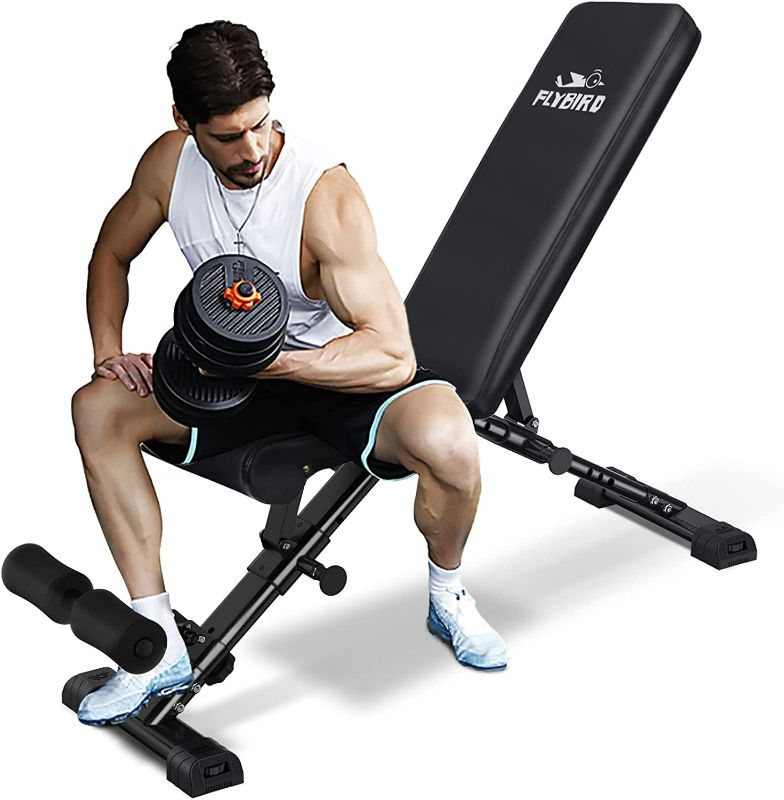 Photo 1 of FLYBIRD Weight Bench, Adjustable Strength Training Bench for Full Body Workout with Fast Folding-New Version