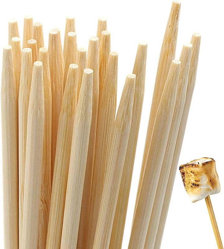 Photo 1 of BLUE TOP Bamboo Marshmallow Roasting Sticks Smore Skewers 30 Inch 5mm Thick 60 PCS Extra Long Heavy Duty,Wooden Skewer BBQ Hot Dog Skewer,Great for Camping,Parties,Weddings and Plant Stakes.