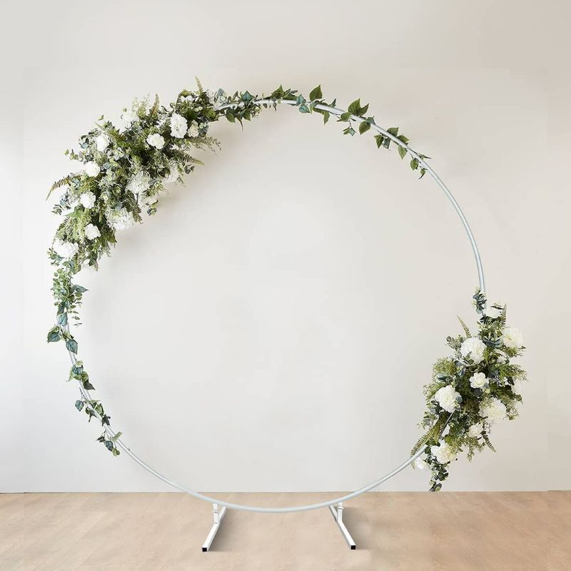 Photo 1 of Doingart 6.8ft (2M) White Round Metal Wedding Arch,Circle Balloon Arch Stand for Garden, Yard, Wedding, Bridal, Indoor Outdoor Party Decoration (Does not Include Decorative Bouquets, Balloons, etc.)