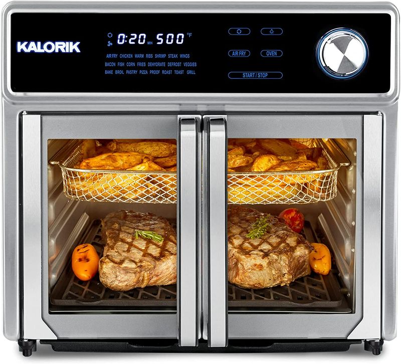 Photo 1 of Kalorik MAXX Air Fryer Oven Grill, 26 Quart, Smokeless Indoor Grill and Air Fryer Oven Combo, Up to 500°F, 1700W, Digital Display, 22 Presets, 11 Accessories and Bonus Cookbook
