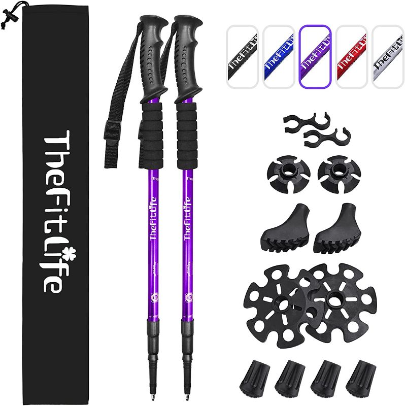 Photo 1 of TheFitLife Nordic Walking Trekking Poles - 2 Sticks with Anti-Shock and Quick Lock System, Telescopic, Collapsible, Ultralight for Hiking, Camping, Mountaining, Backpacking, Walking, Trekking