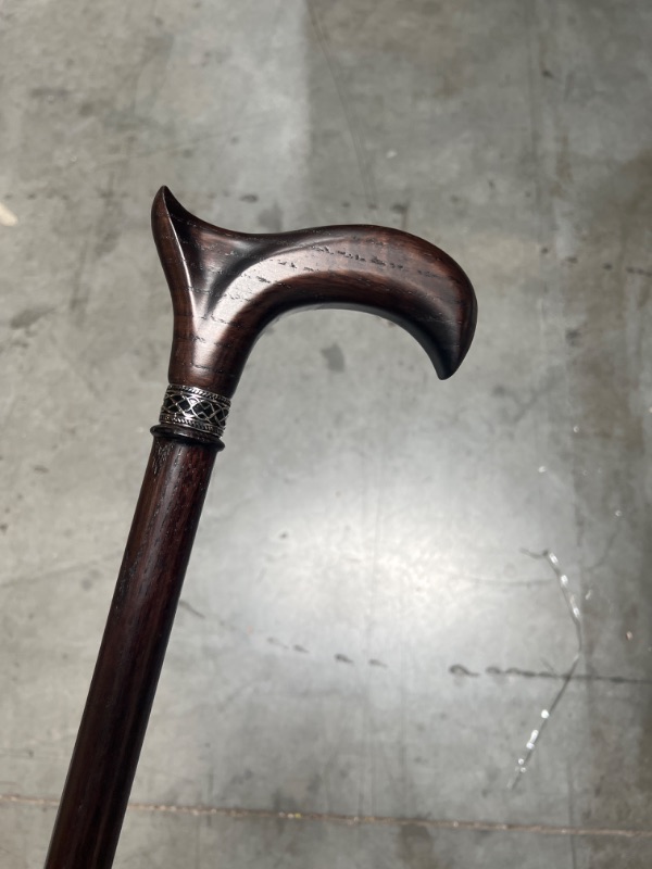 Photo 3 of Handmade Ergonomic Walking Cane for Men and Women - Stylish Derby Oak Wood Cane - Cool Walking Stick #1 Walnut