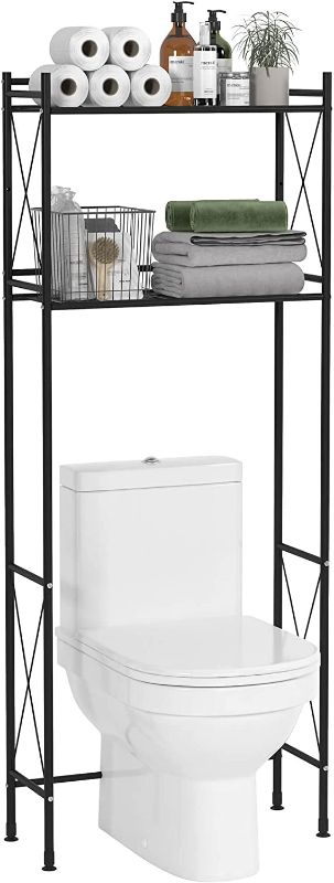 Photo 1 of TZAMLI Over The Toilet Storage Shelf, 2-Tier Bathroom Organizer Space Saver, Free-Standing Above Toilet Rack Metal Bathroom Shelves (Black, 2 Tier)