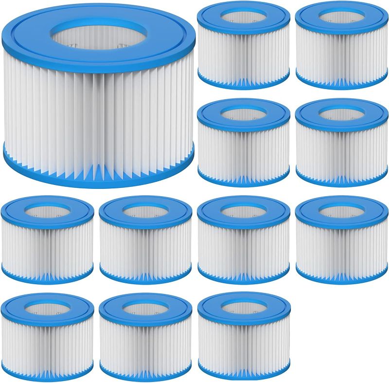 Photo 1 of Slamate Type VI Hot Tub Filter Cartridge Compatible with Lay-Z-Spa, Coleman SaluSpa 90352E, 58323E, 58323 Swimming Pool Pump, 12 Pack