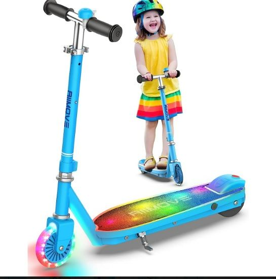 Photo 1 of ALLMOVE 100W Electric Scooter for Kids with Colorful Flash Wheel & Deck Lights, 5 Mph & 5 Miles, Adjustable Height, Smart Sensor, Lightweight Kids Electric Scooter for Ages 4-6-10 Boys Girls (X3 Pro)