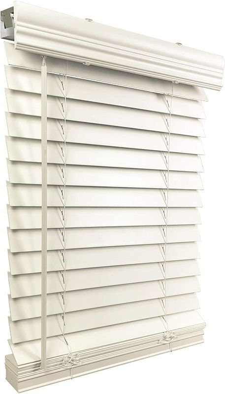 Photo 1 of US Window And Floor 2" Faux Wood 31.5" W x 60" H, Inside Mount Cordless Blinds, 31.5 x 60, White