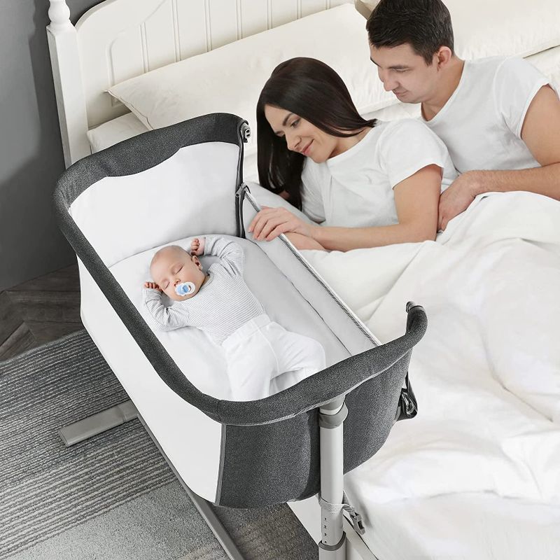 Photo 1 of SYCYH Baby Bassinet Bedside Sleeper Easy to Assemble Portable Co-Sleep Bedside Crib for Newborn Infant, Two-Side Safe Breathable Mesh Design