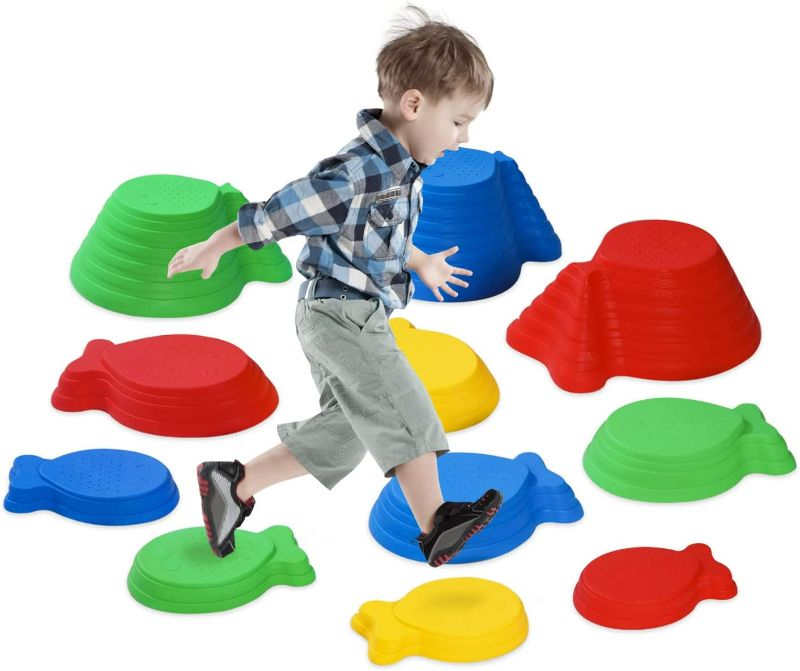 Photo 1 of Stepping Stones for Kids 11pcs Anti-skidding Stepping Stones Set Balance Blocks Indoor & Outdoor Kids Fitness Equipment Promotes Balance Coordination and Strength