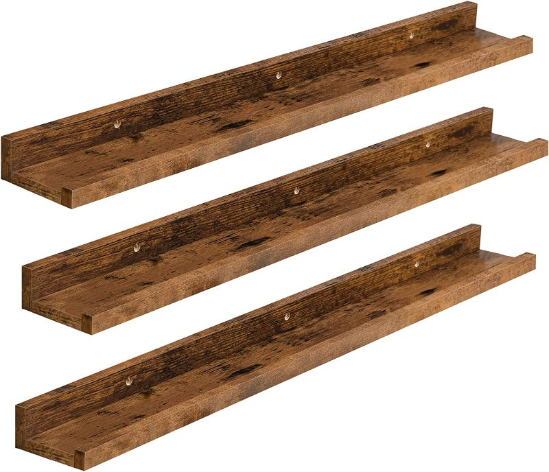 Photo 1 of 22" DARK BROWN/WOOD WALL SHELVES 3 PCS, KITCHEN, BATHROOM, LIVING ROOM, ETC 