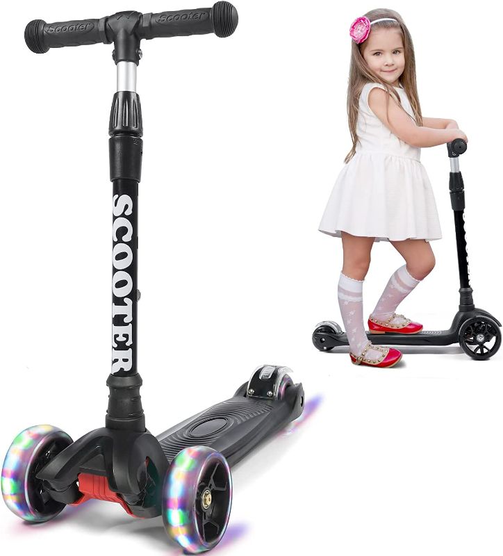 Photo 1 of AIWO Toddler Scooter for Kids Ages 3-5 Years Old Boy Girl, 3 Wheels Foldable Scooter, Wide Standing Board & 110 Lbs Limit, Scooter Kids Ages 3 5 6 with Adjustable Height Handlebars
