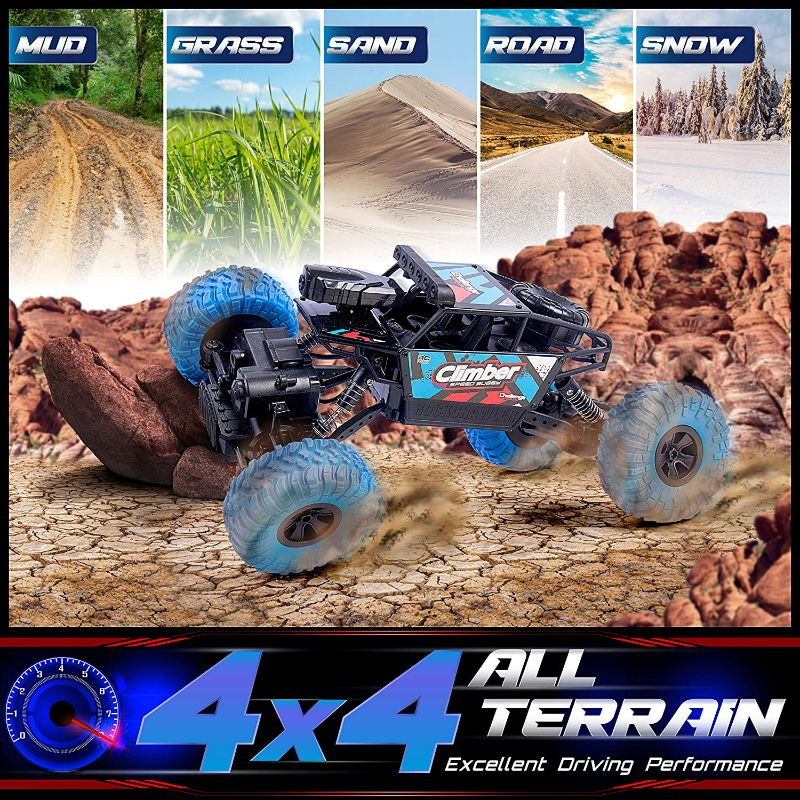 Photo 3 of Toysznd Climber Speed Buggy: Blue Toy Stunt Race Rockcrawler Car with Remote Control, BVR Glasses, 